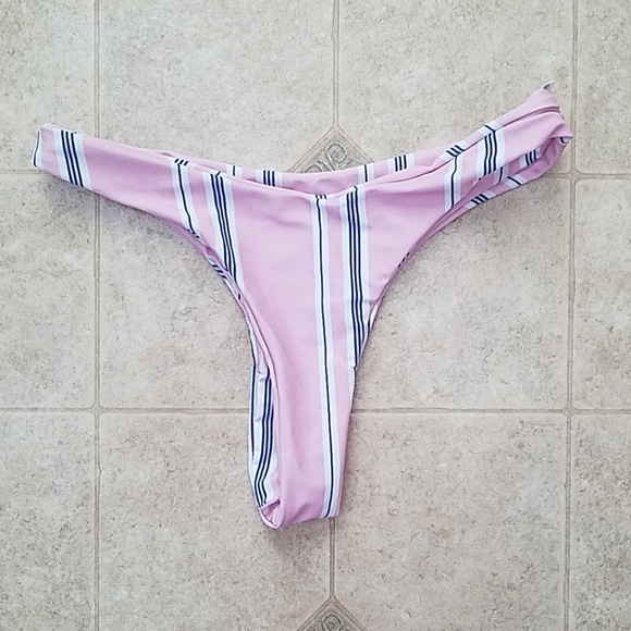 NWOT Pink and Navy Striped Bikini - Picture 3 of 3